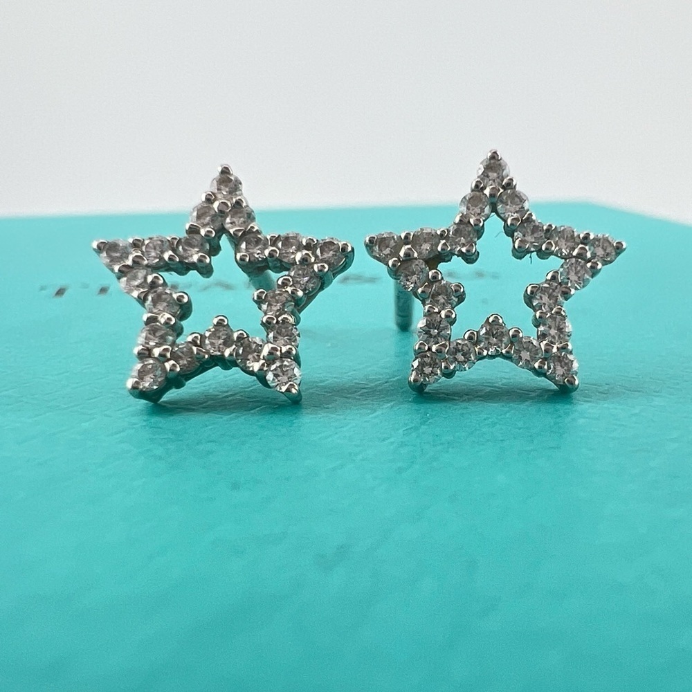 RARE Tiffany & Co. Metro Star Diamond Earrings in Platinum